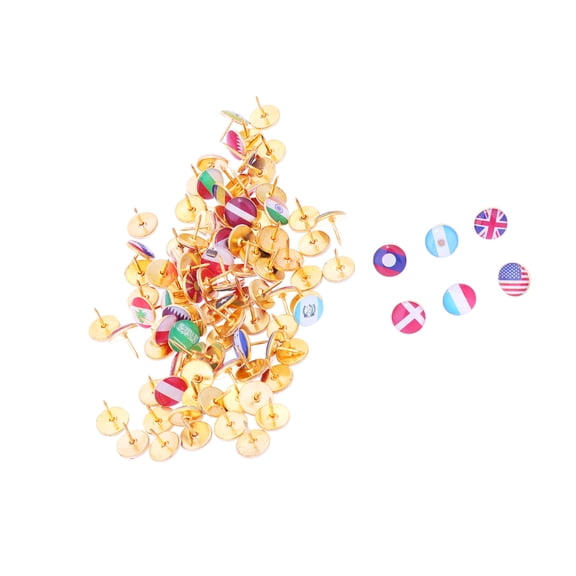 100Pcs National Pattern Drawing Pin Round Head Pushpins Decorative Thumbtack Drop Rubber Map