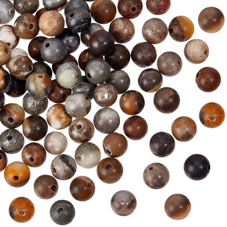 100Pcs Natural Amazonite Beads Dyed Round Black 6~7mm Hole: 1.2mm