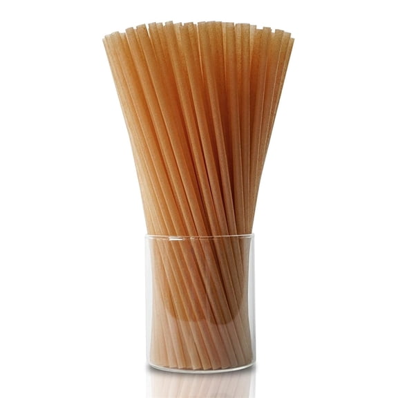 Triani 100Pcs Natural Sugarcane Straws,Biodegradable Ecofriendly Straws,cocoYnut Fiber Drinking Straws,Disposable Smoothie Straws,Compostable Cocktail Stirrers Straws,for Restaurant Beach Bar