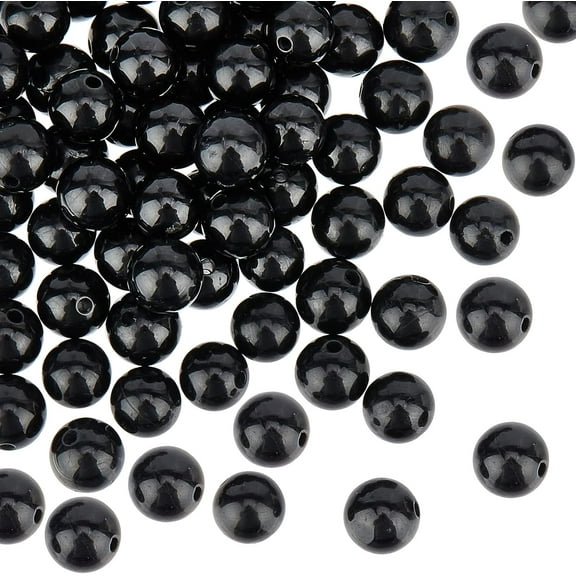 100Pcs Natural Tourmaline Round Beads 6mm Genuine Black Tourmaline Stone Gemstone Beads Undyed Loose Round Smooth Beads for DIY Jewelry Making DIY