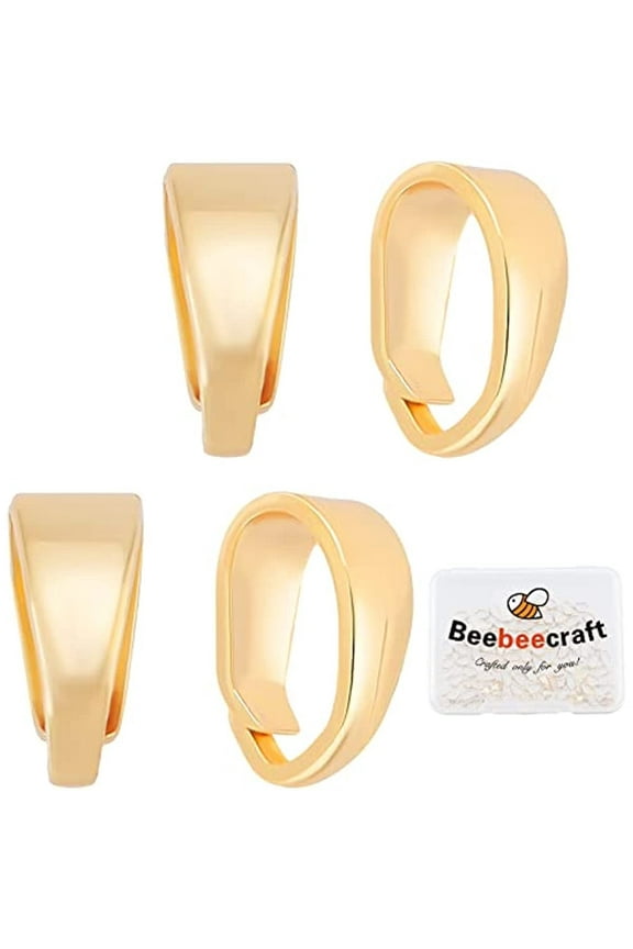 100Pcs Necklace Charm Clasp 18K Gold Plated Pinch Clip Clasp Bail Charm Metal Pendant Clasps Connectors Bails for DIY Jewelry Clasps Making