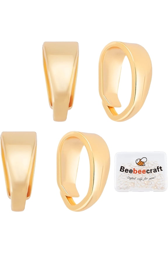 100Pcs Necklace Charm Clasp 18K Gold Plated Pinch Clip Clasp Bail Charm Metal Pendant Clasps Connectors Bails for Jewelry Making DIY