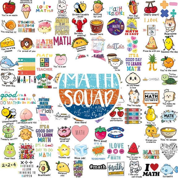 100Pcs No Repeat Math Motivational Stickers Waterproof Reusable Vinyl Decals for Laptop Water Bottle