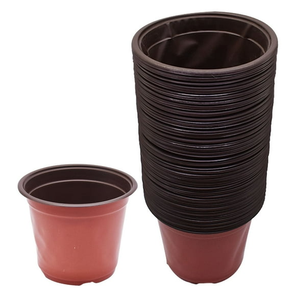 100Pcs Nursery Seedlings Pots, 6" x 5.5" Plastic Planting Flowerpots Gardening Pot Cups Seed Starting Flower Containers for Succulents, Brick Red