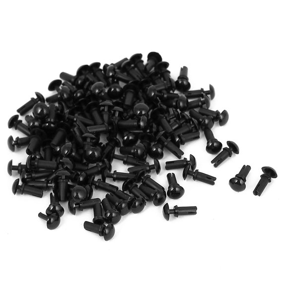 100Pcs Nylon Push Clips Rivet Fastener Black for 2.9-3.6mm Thickness Panel