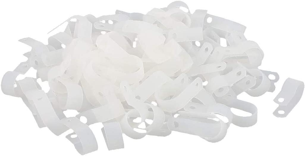 Sourcing Map Nylon Kabelklemmen 30 Stück – R-Typ, Für Kabeldurchmesser Bis 9,5 Mm, Weiß