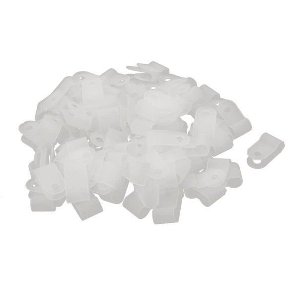 100Pcs Nylon Track Lighting R Type 3/16" 5.3mm Cable Cord Wire Clamp Clip Connectors Fastener White