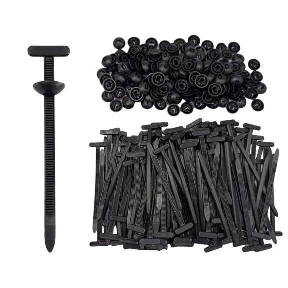 100Pcs Nylon Universal Cable Tie Buckle for Car, Automotive Zipper Clips, Plastic Rivet Grip Zip Ties, Push Pin Clip Auto Body Parts Trim, Snap-Fit Bumper Retainer Fender Liner Door Panel Fastener