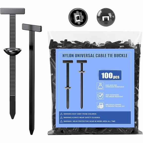 100Pcs Nylon Universal Cable Tie Buckle,Zipper Clips for Cars,New T Multifunctional Nylon Zip Ties With Pin & Button Design Plastic Cable Fixion Tools for Car Repairs,Home,Garden,Workshop