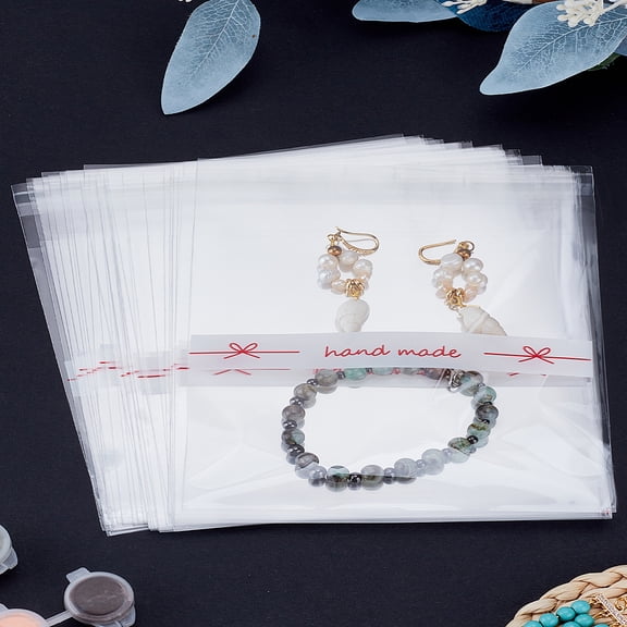 100Pcs OPP Cookie Bags Rectangle Clear 17.2x14x0.015cm