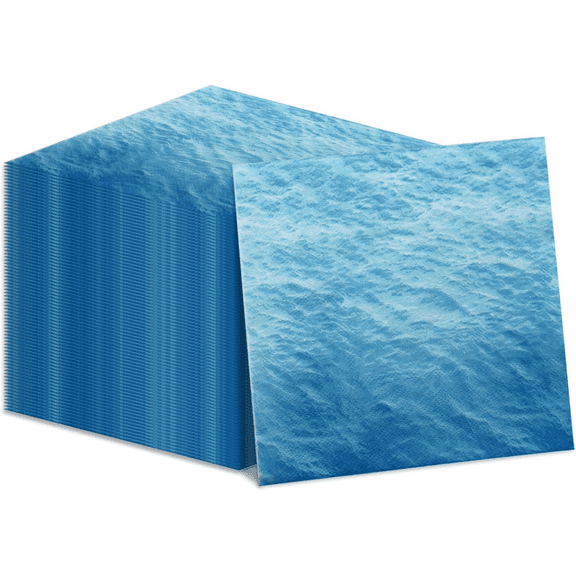 100Pcs Ocean Wave Party Napkins 13 x 13inch Blue Paper Napkins Sea Party Supplies Napkins for Beach Ocean Sea Party Birthday Baby Shower Under the Sea Beach Pool Theme Party