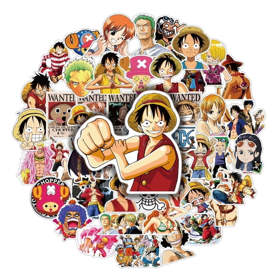 100Pcs One Piece Stickers Laptop Bedroom Wardrobe Car Skateboard Bicycle Mobile Phone Luggage Guitar