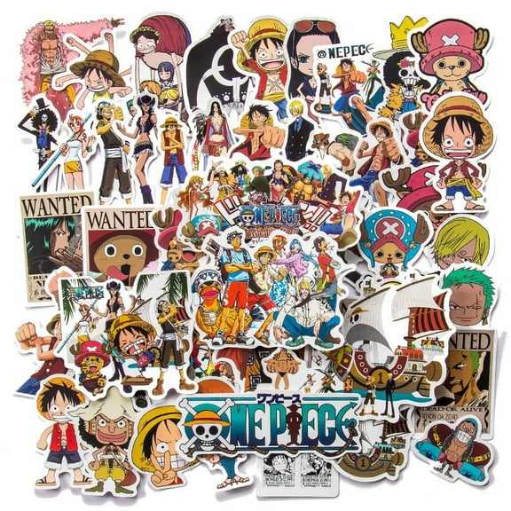 100Pcs One Piece Stickers for Water Bottle Laptop Computer Phone Case Luggage Notebook Skateboard Lunchbox Decals Gifts for Kids Teen Adults