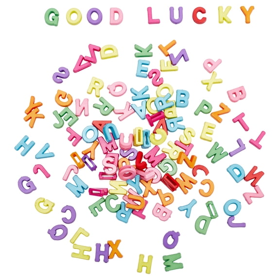 100Pcs Opaque Acrylic Beads Alphabet Beads Letetr A~Z Mixed Color 8~12x5mm Hole: 3mm