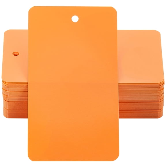 100Pcs Orange Waterproof Tags Blank Plastic Labeling Tags 5 x 9cm Rectangle Shipping Hanging Identification Name Eyelet Wires Labels for DIY