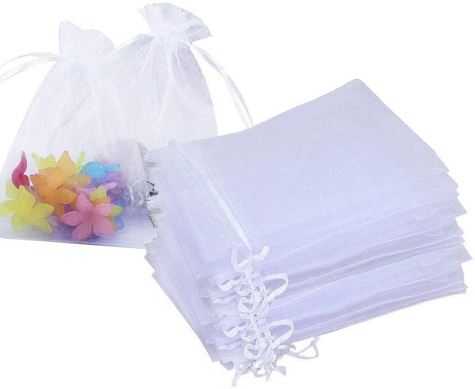 Kslong 100PCS Small Mesh Bags Drawstring 3x4,Sheer Organza Bags Drawstring  for Jewelry, Mesh Party Wedding Favor Bags for Small