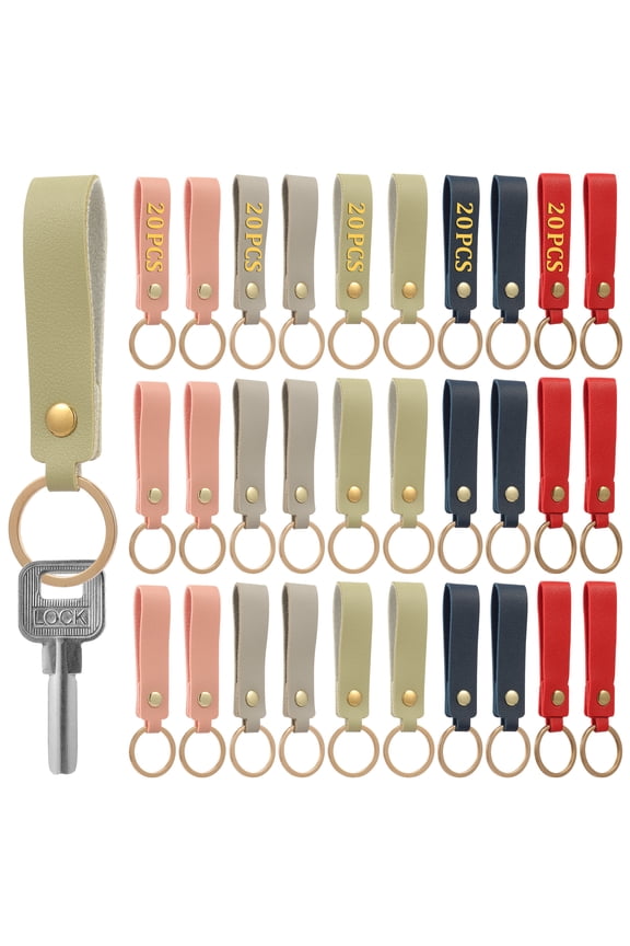 100Pcs PU Leather Keychain Blanks Bulk Blanks Keychain Kit with Key Rings DIY Multipurpose Keyring Set for DIY Key Chains Craft