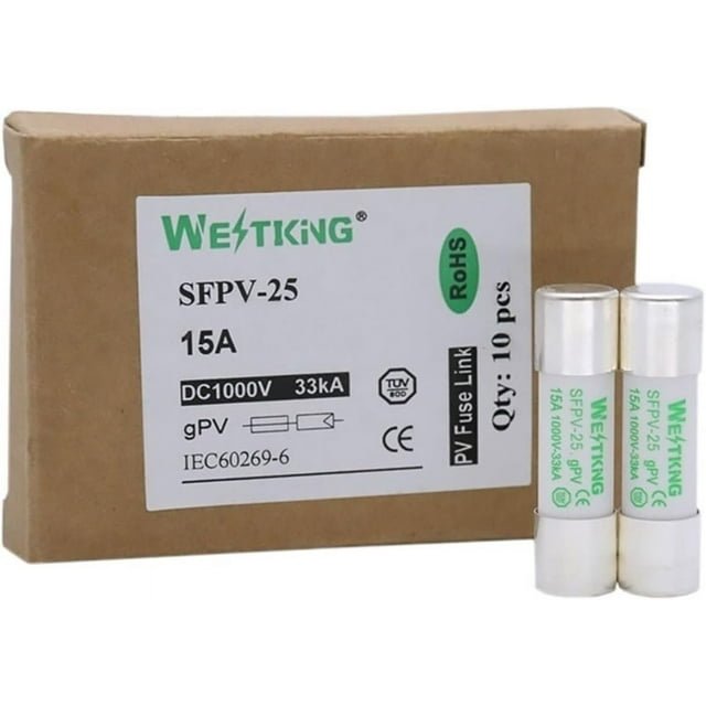 100Pcs PV Solar Fuse 1000V DC 10 * 38mm 1A 3A 5A 10A 15A 20A 25A 30A ...