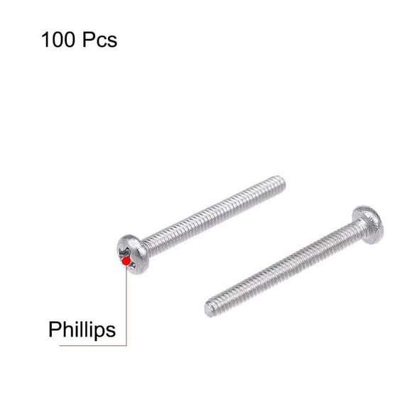 100Pcs Pan Head Fasteners Cabinet Handle Knobs Cross Head 304 Stainless Steel Drawer Handle Phillips Drive Screws Machine Screws Knobs Screws M2 M2X10MM