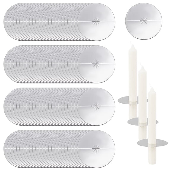 100Pcs Paper Candle Holder 3.15Inch in Diameter Tin Foil Paper Candle Bobeche Gray Color Round Candles Drip Protectors