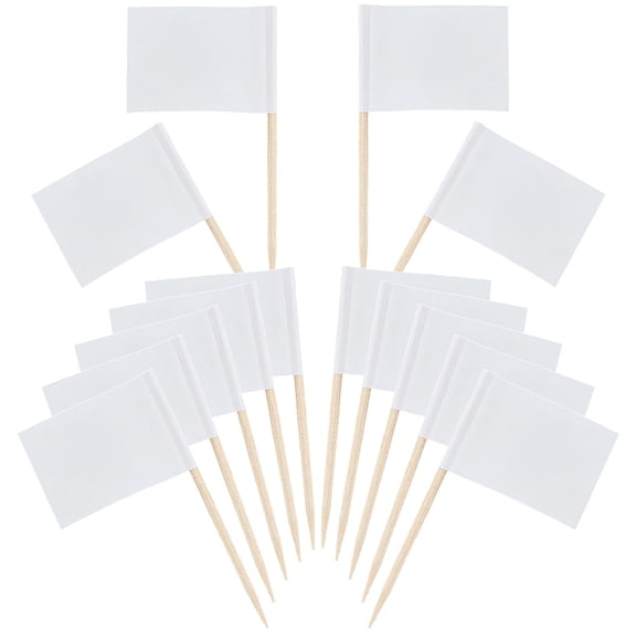 100Pcs Paper Flag Cocktail Picks White 65x35~36x2mm