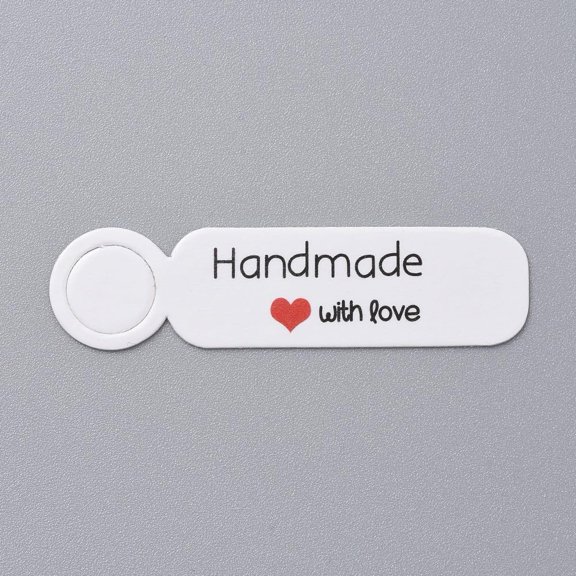 100Pcs Paper Gift Tags Hange Tags Rectangle with Word Handmade with Love White Paper Tags for Mother's Day Christmas Valentine's Gift Wrapping DIY Crafts