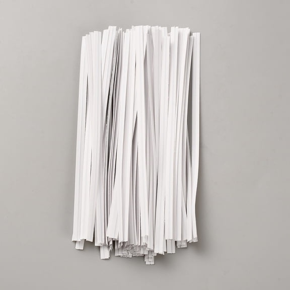 100Pcs Paper Wire Twist Ties Wrapping Supplies for Gift Bags Party Cake Pops Art Craft White 120x4x0.5mm