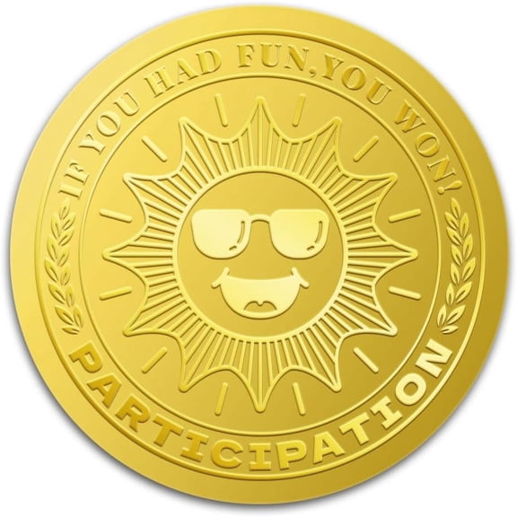 100Pcs Participation Gold Foil Stickers 2 Inch If You Had Fun You Won Embossed Envelope Seals Round Self Adhesive Sun Certificate Seal Labels for DIY Sport Competition Tournaments Team Prize
