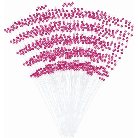 100Pcs Pearl Bouquet Accessories 4mm String Pearls Sticks for Crafting for DIY Crafts Ikebana Artificial Pearls String Beads for Wedding Bridal Flower for Decoration Party 9.25 Inch Pink