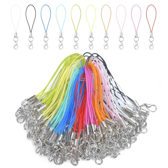 100Pcs Phone Charms Strap with Lobster Clasp Lanyard Straps,Lariat Lanyard Charms Pendant Clasp for Cell Phone USB Keychains DIY Jewelry Accessories