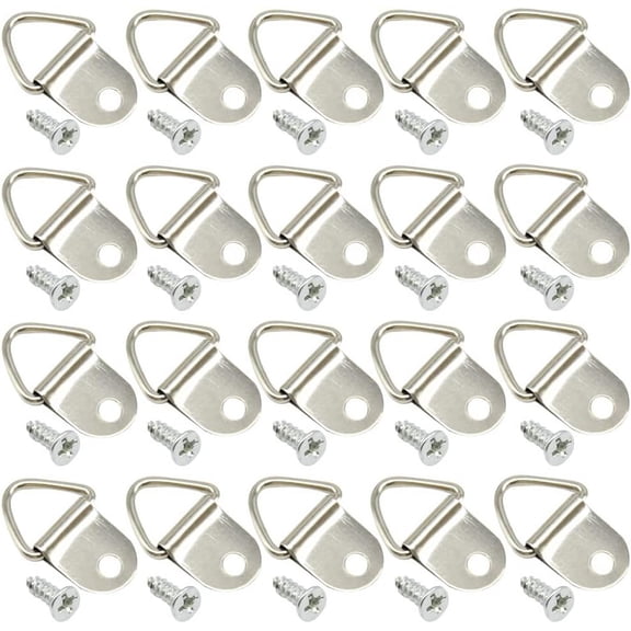 100Pcs Picture Hanger Hooks 22mm Small D Ring Single Hole Picture Hangers Triangular Ring Picture Frame Hooks for Hanging Artwork Home Decoration (Silver/XK-SJ)
