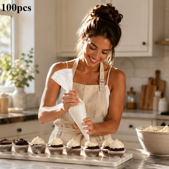 100Pcs Piping Bags Disposable Extra Large Thickened Burst-proof Pastrys Bags for Thick Icing Macarons Non-slide Cake Decor Bags for Baking - Food Grade
