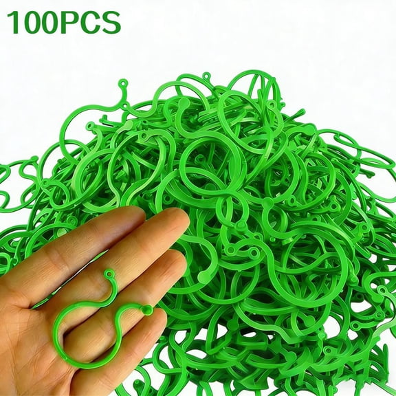 100Pcs Plant Support Clips, Reusable Garden Training Clips for Climbing Plants, Plastic Twist Ties for Tomatoes Vines Flowers, Vegetable Plant Locks for Securing to Trellis Fence