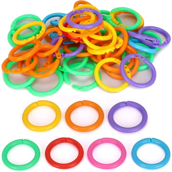 100Pcs Plastic Binder Rings, TRIANU Multicolor Loose Leaf Book Rings Keychain Rings Bulk Ring Clips for Index Cards Notebook Scrapbooking Crafts DIY (0.78" Diameter)