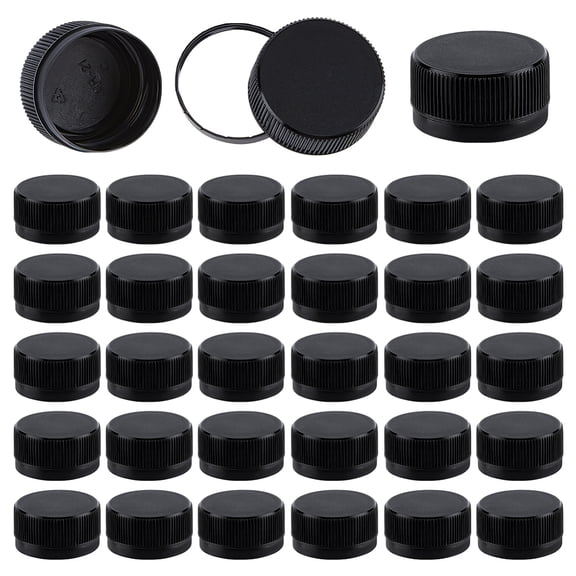 100Pcs Plastic Bottle Caps Column Black 32x16.5mm Inner Diameter: 29.5mm