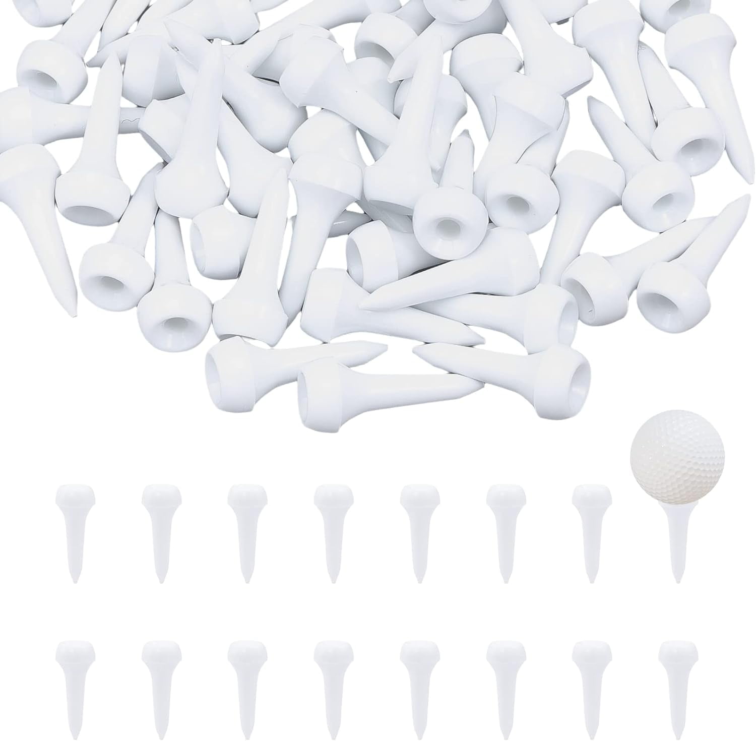 100Pcs Plastic Golf Tees Mushroom Head Golf Tees White 33x13.5~14mm