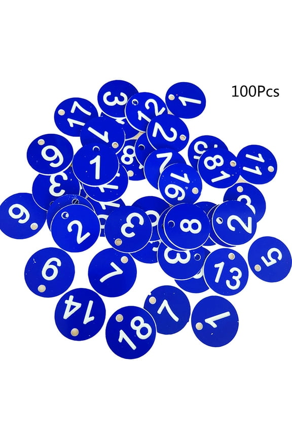 100Pcs Plastic ID Number Tags 1-100 Engraved Number ID Tag Colored Door for Key Tag Locker Label for Clothing Live