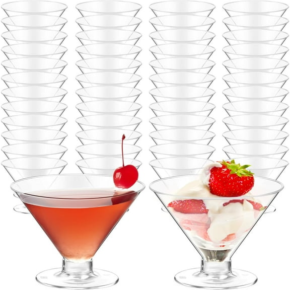 100Pcs Plastic Martini Glasses Disposable,Disposable Martini Glasses For Parties 5Oz,Plastic Martini Glasses Disposable,Martini Plastic Cups For Wedding Party Bowl Wine Ice Cream Fruit