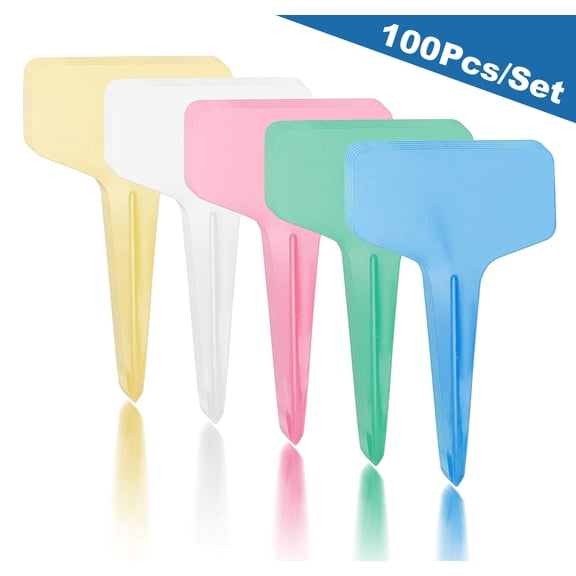 100Pcs Plastic Plant Labels, T-Type Tags Waterproof Re-Usable Nursery Garden Label for Flower Vegetables Herb Signs