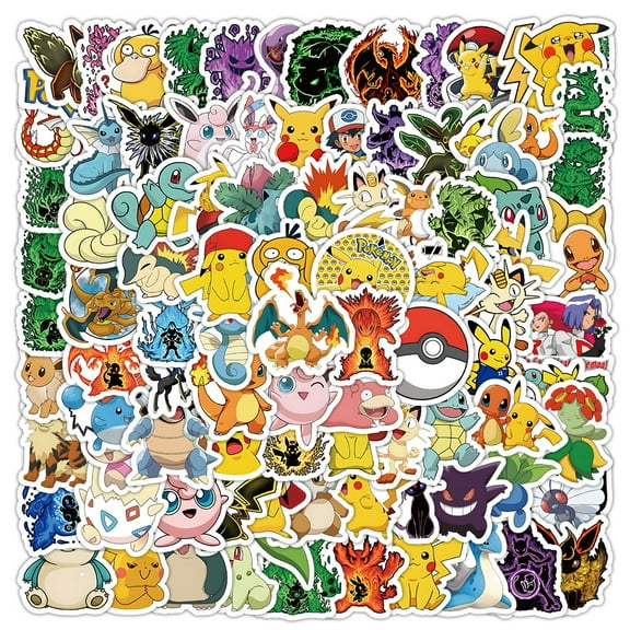 100Pcs Pokmon Stickers for Kids Gifts Water Bottle Cup Laptop Guitar Car Bike Skateboard Luggage Box Waterproof