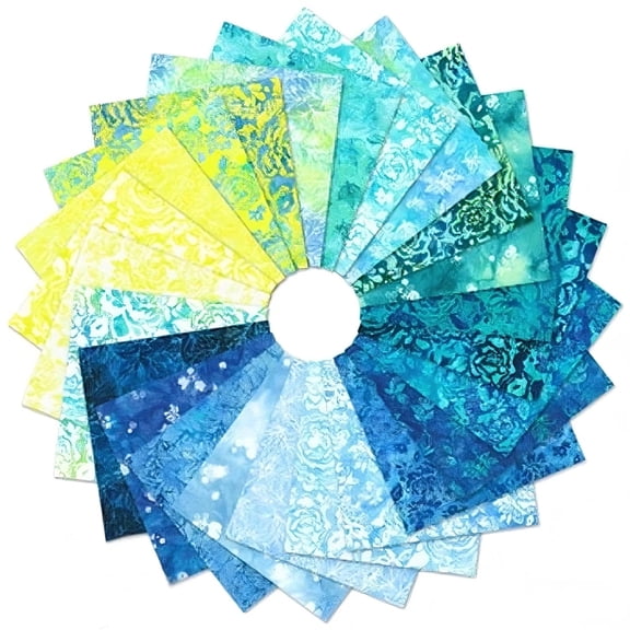 Heymaple 100Pcs Precut Fabric Squares, 4" x 4" for DIY Crafting and Sewing, Summer Ocean