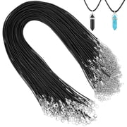100 Pieces Waxed Leather Necklace Cord Bulk with Clasp Necklace Bracelet Chains String Rope Cord for Jewelry Making Pendants CharmsBlack,20 Inch