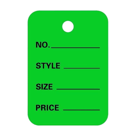 100Pcs Price Tags, 2x1.4in Clothing Price Labels Blank Merchandise Marking Tags Marking Tag with No/Style/Size/Price Fields Perforated Hangable Paper for Mall Retail Store Warehouse(Green,2x1.4")