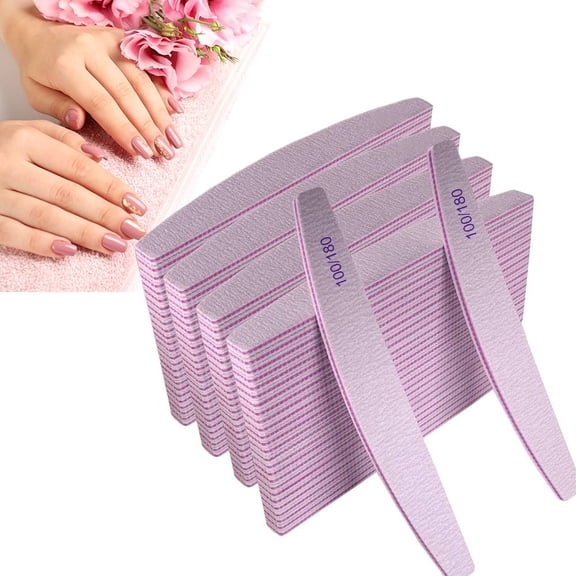 100Pcs Professional Nail File 100 180 Grit Double Sided Washable Nail Files, Fingernail Files Emery Emory Boards for Nails