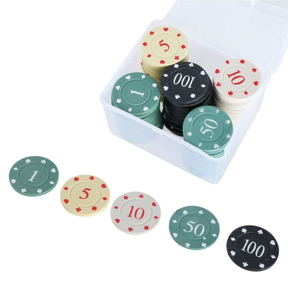 100Pcs Professional Plastic Poker Chip Teaching Coin Card Game Chip with Box for Math Counting Kids Teaching Reward