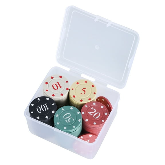 100Pcs Professional Plastic Poker Chip Teaching Coin Card Game Chip with Box for Math Counting Kids Teaching Reward