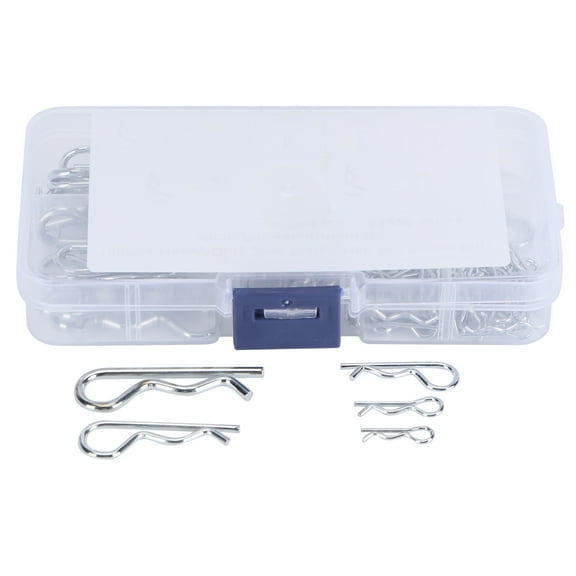 100Pcs R Cotter Pins Tractor Pin Clips with Plastic Box Assortment Kit Fastener Clip Set