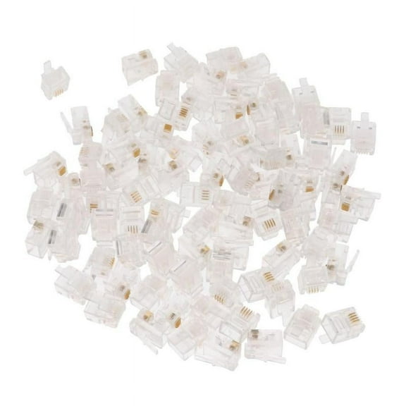 100Pcs RJ11 RJ-11 6P4C Modular Plug Telephone Cord Connector