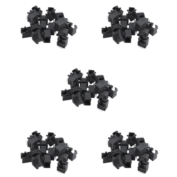 100Pcs RJ45 8P8C Computer Internet Network PCB Jack Socket Black,100 x Network Modular PCB Jack,Black