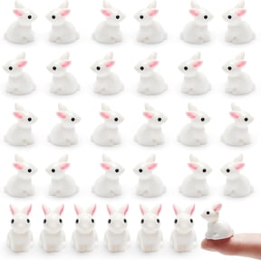 100Pcs Rabbit Mini Figurines Resin Bunny Ornaments, Miniature Animals for Fairy Garden, Dollhouse, Cake Decor, and Craft Supplies for Spring Party Decorations, Home Decor Accents